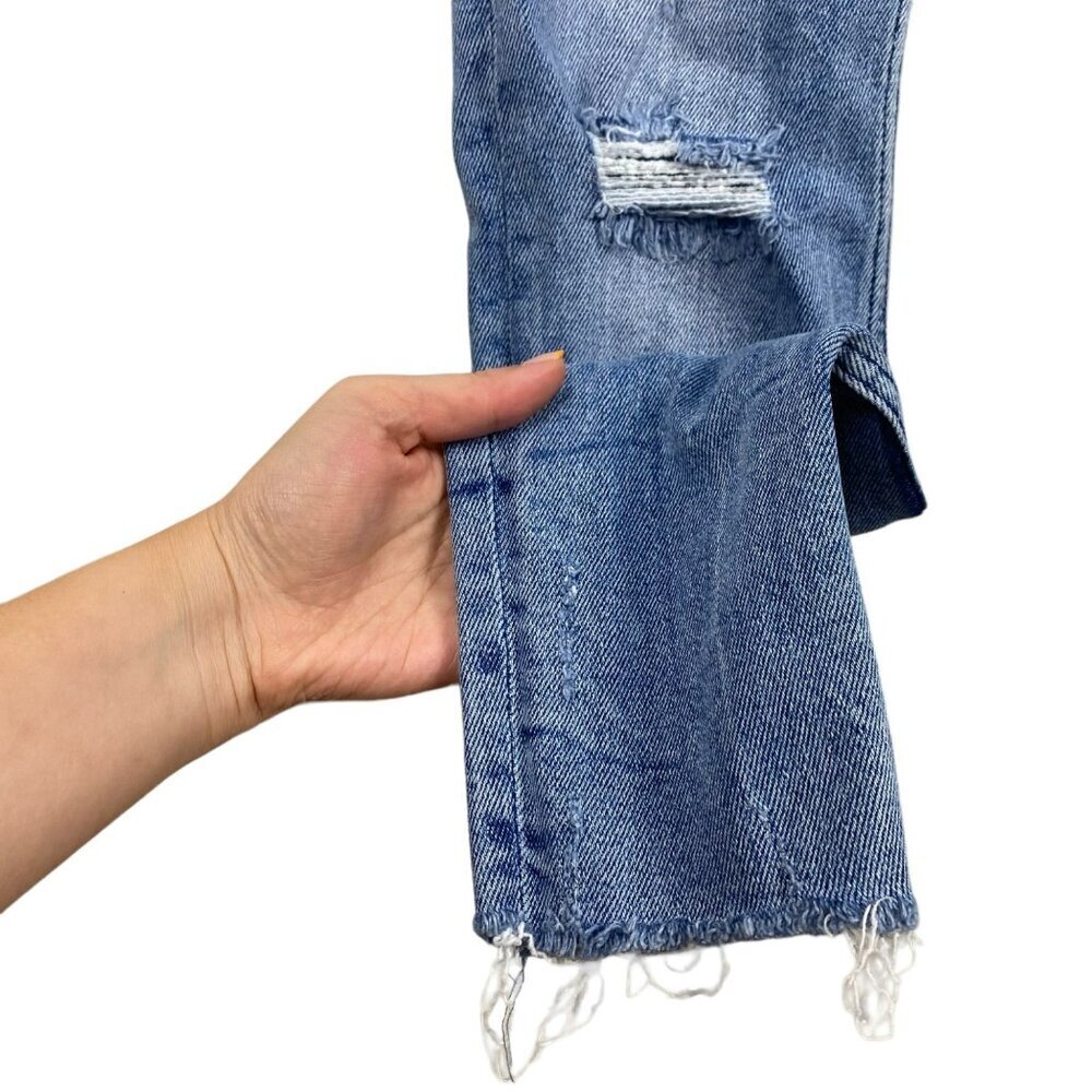 ZARA High Rise Skinny Jeans Light Wash Raw Hem Distressed Stretch Size 6‎ - Picture 7 of 11